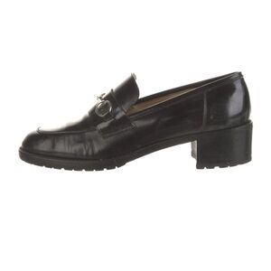 Gucci Vintage Horsebit Loafers Black Leather Platform Heels Size 7 AA